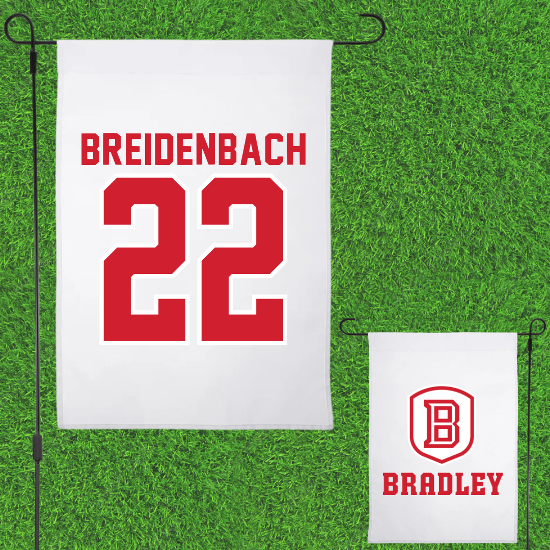 Bradley University Baseball White Garden Flag - #22 Mason Breidenbach