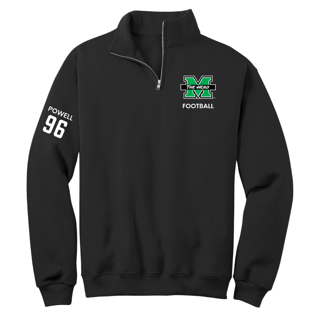 Marshall University Football Black Quarter-Zip - #96 Ty Powell