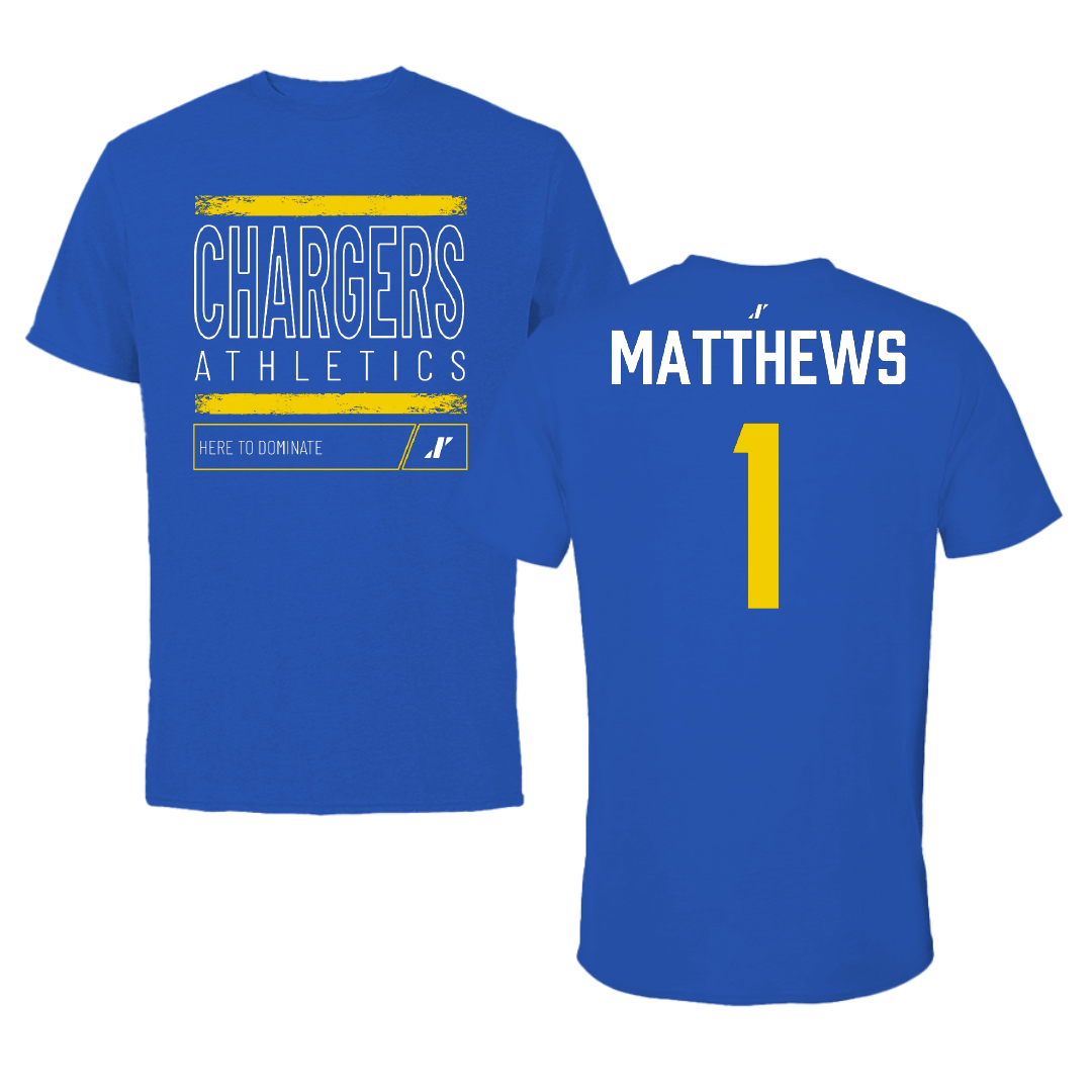 Edison State Community College Softball Blue Dominate Performance Tee - #1 Amerie Matthews