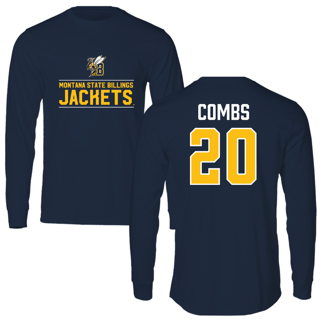Montana State University Billings Baseball Navy General Performance Long Sleeve - #20 Owen Combs