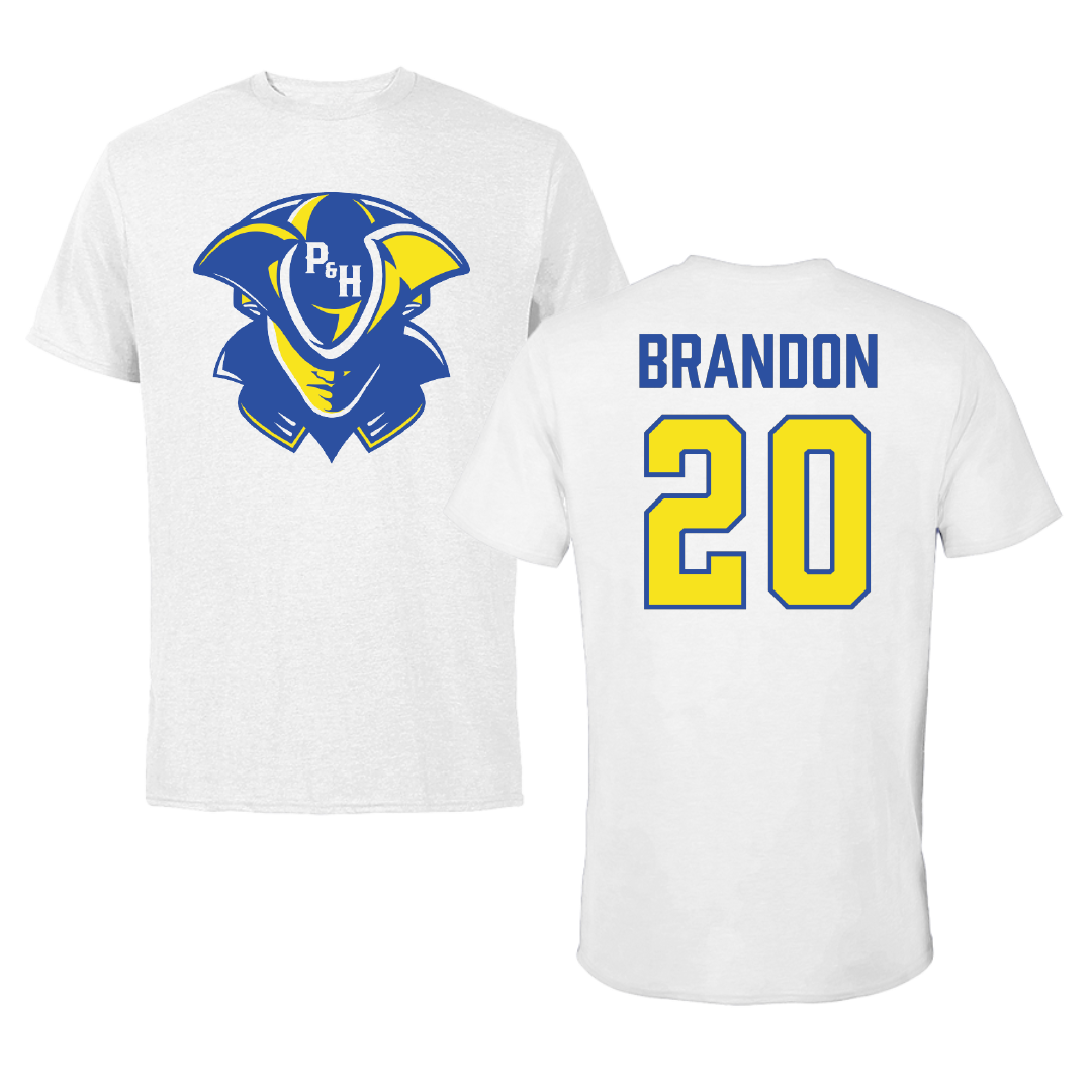 Patrick & Henry Community College Baseball White Performance Tee - #20 Ben Brandon