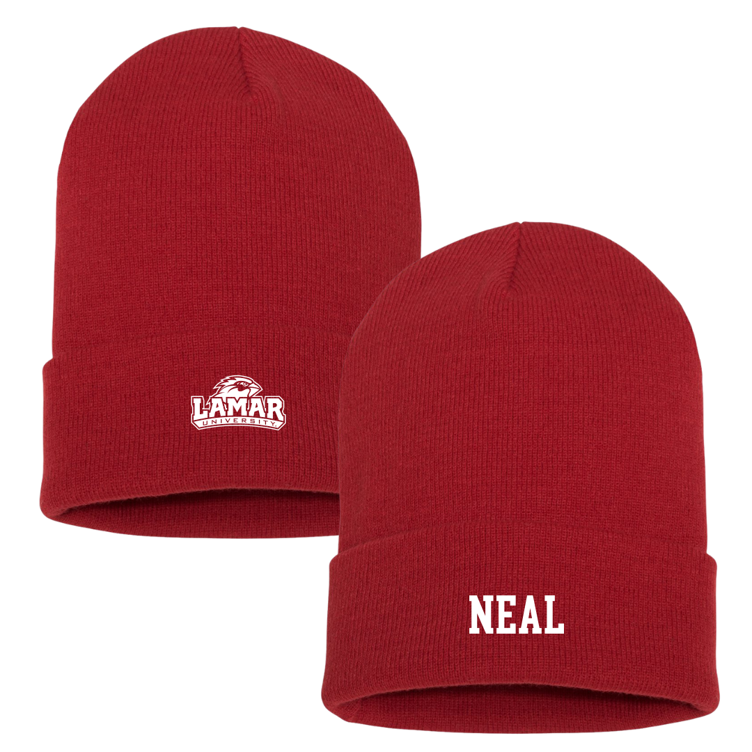 Lamar University Baseball Red Beanie - #24 Austin Neal
