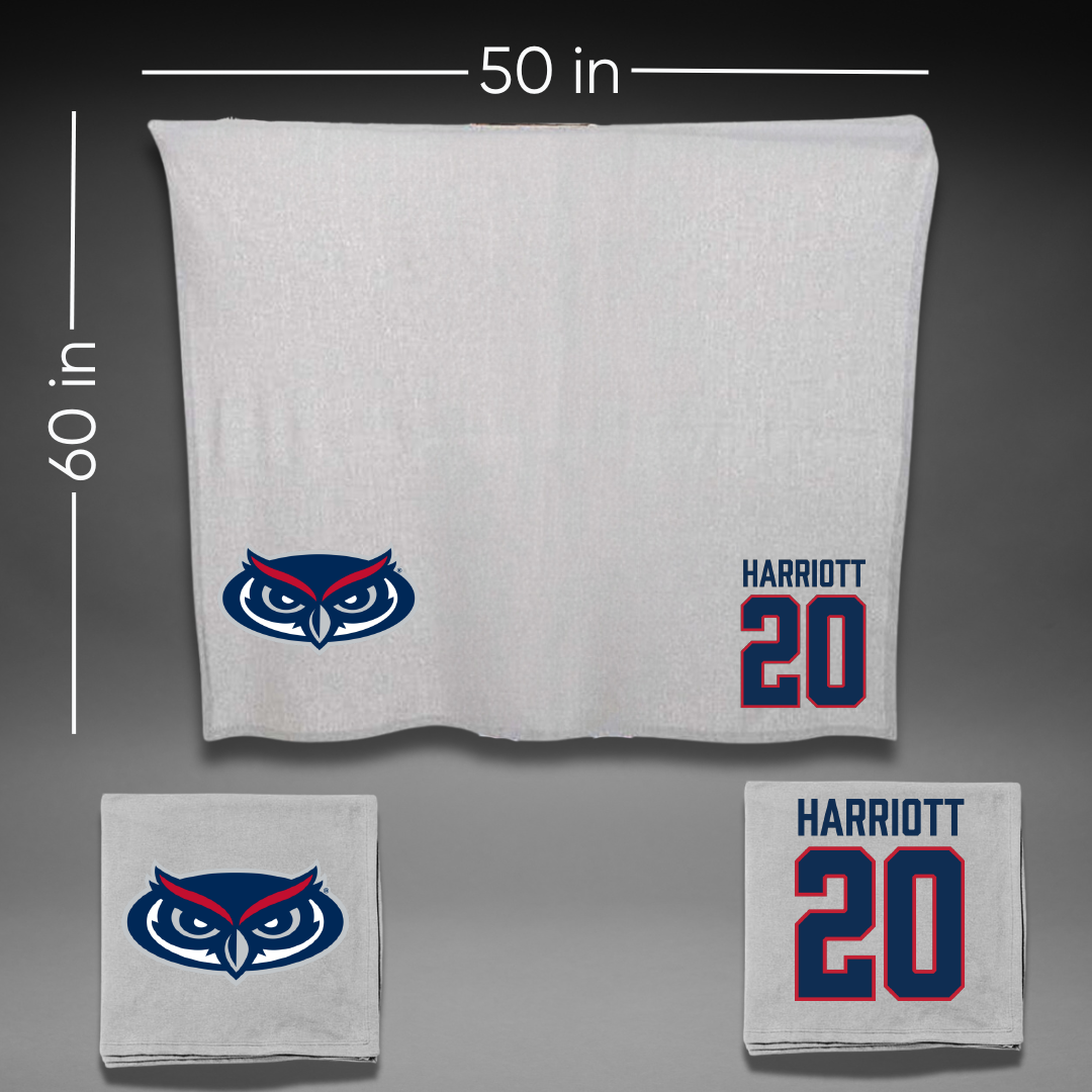 Florida Atlantic University Football Gray Blanket - #20 Joshua Harriott