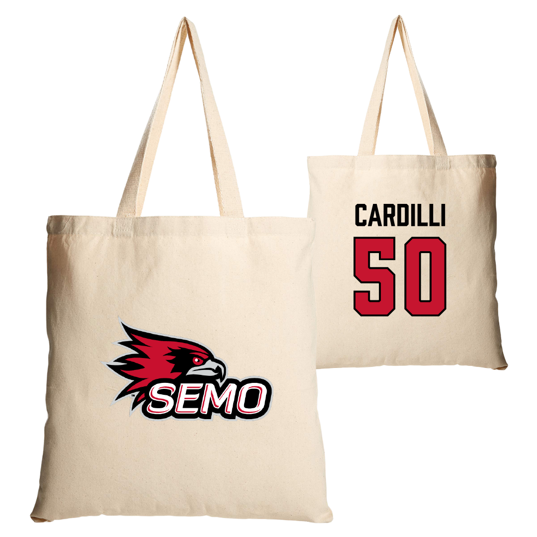 Southeast Missouri State University Football Tan Canvas Tote Bag - #50 Mike Cardilli