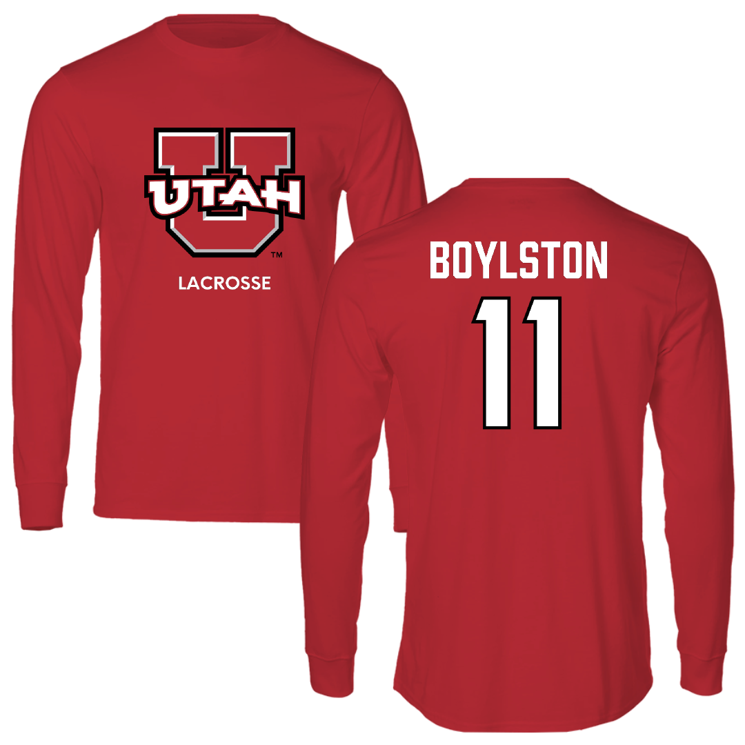 University of Utah Lacrosse (M) Red Utes Long Sleeve - #11 Joey Boylston