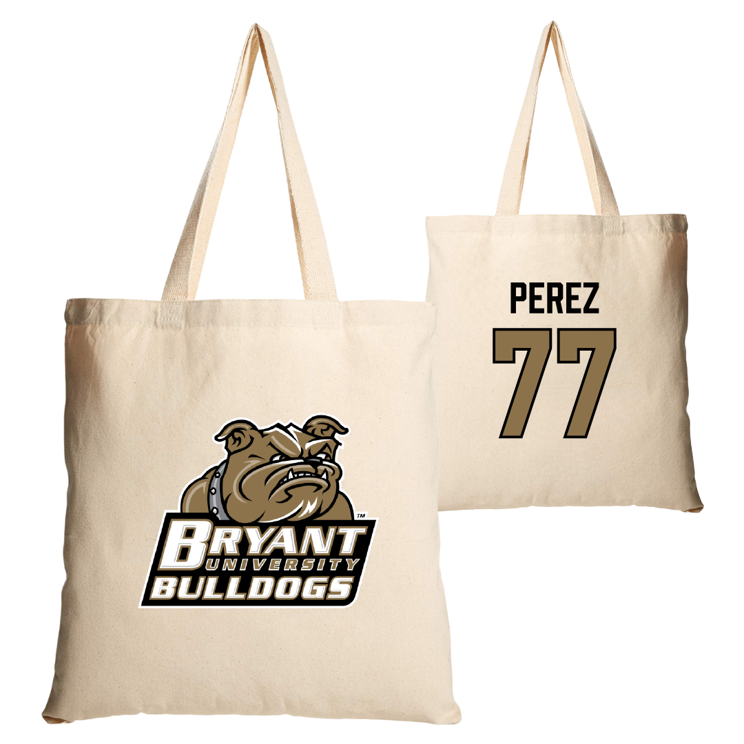 Bryant University Football Tan Canvas Tote Bag - #77 Anthony Perez