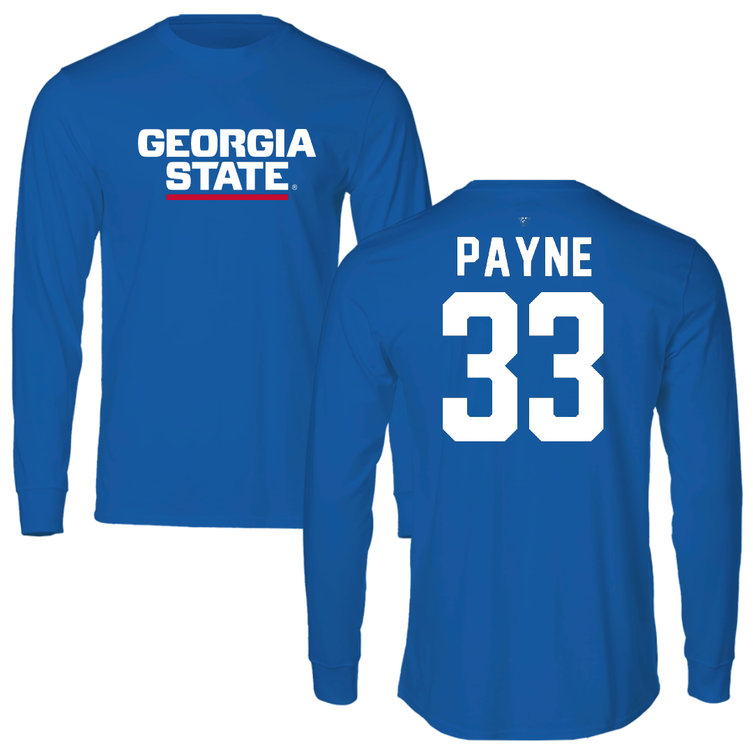 Georgia State University Basketball Blue Performance Long Sleeve - #33 Frankee Payne