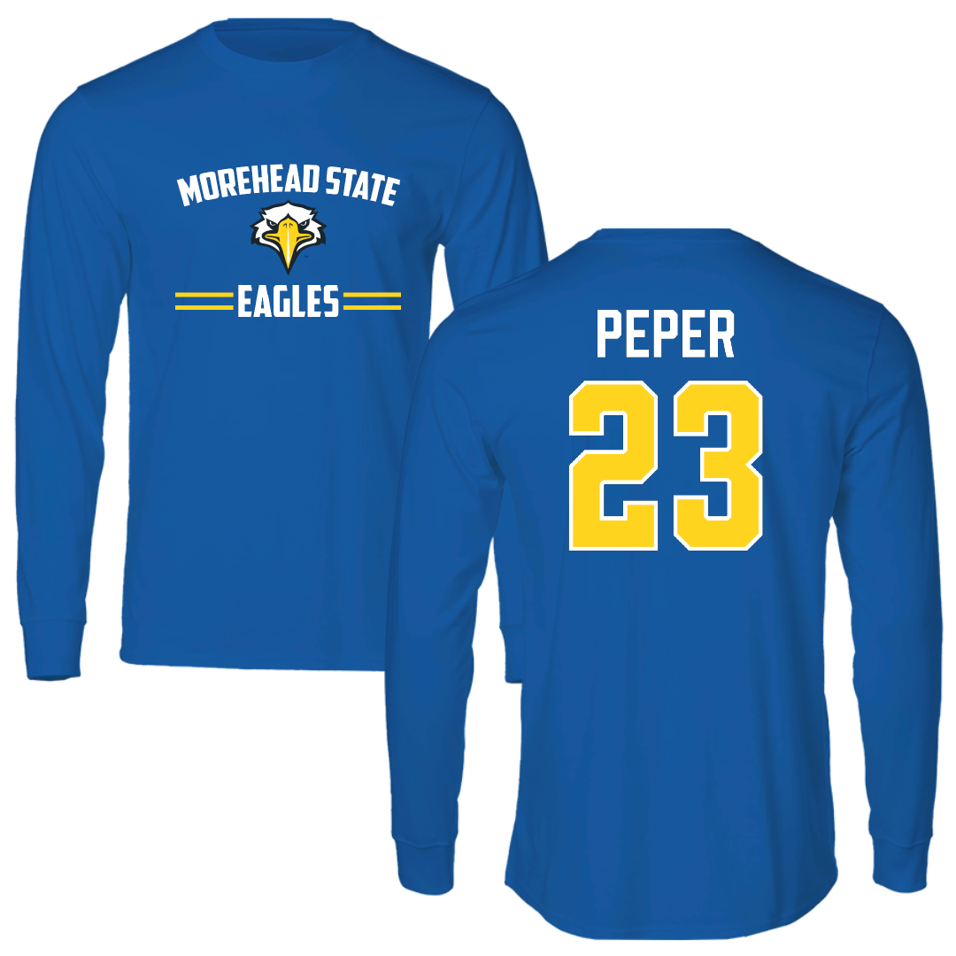 Morehead State University Soccer (W) Blue General Performance Long Sleeve - #23 Faith Peper