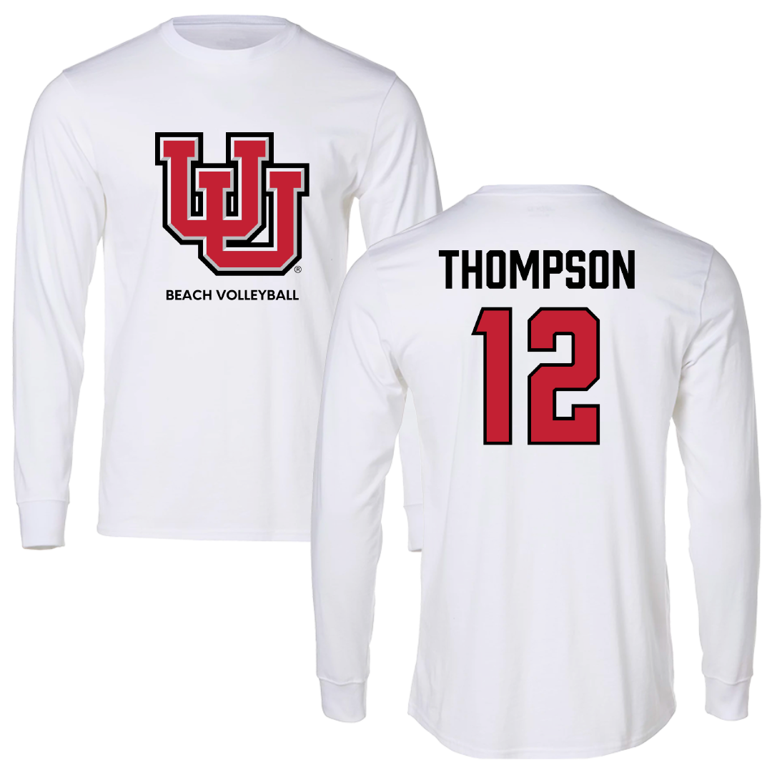 University of Utah Beach Volleyball White Block Performance Long Sleeve - #12 Siona Thompson