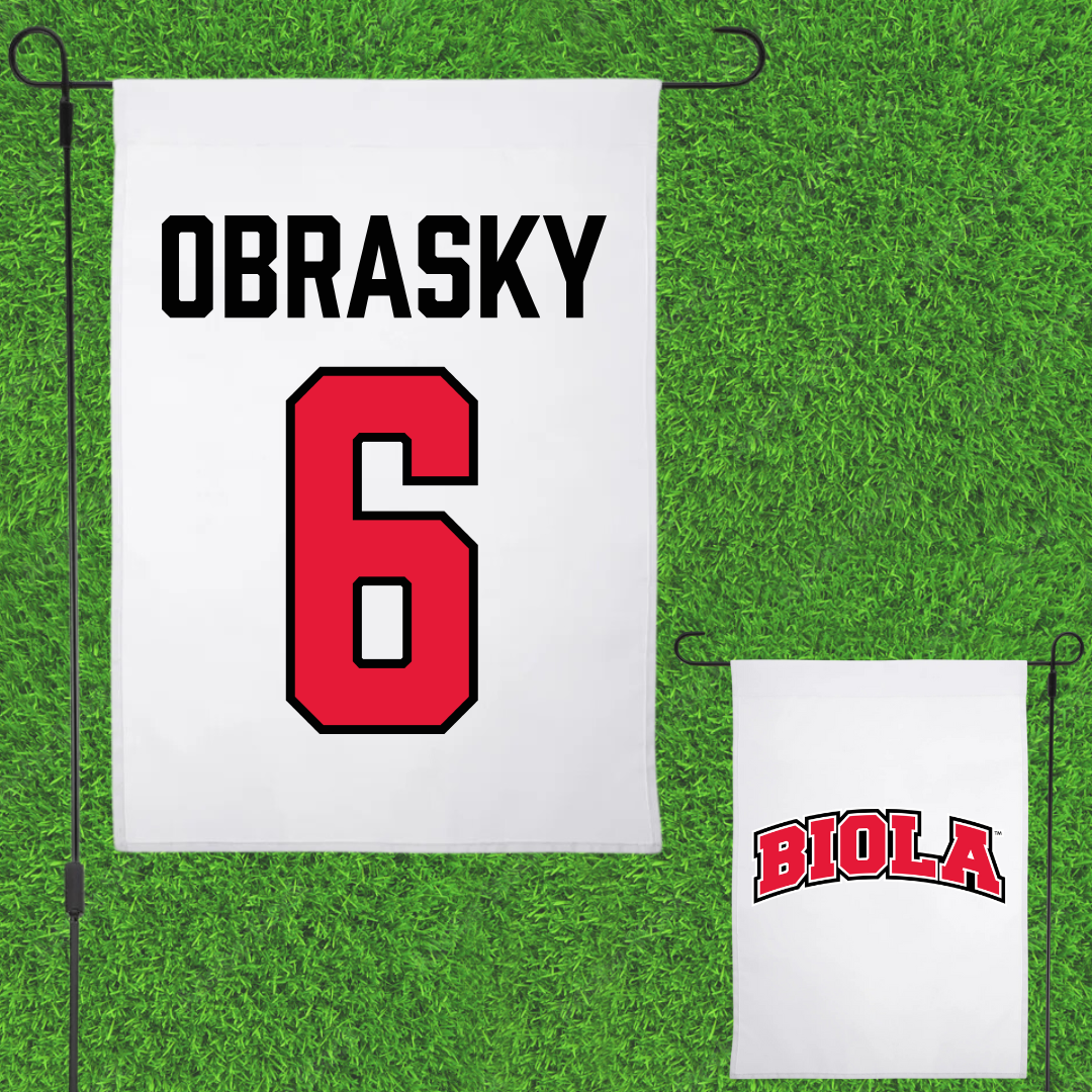 Biola University Baseball White Garden Flag - #6 Jack Obrasky