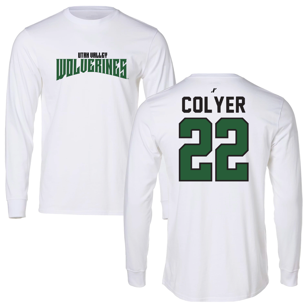 Utah Valley University Baseball White Classic Performance Long Sleeve - #22 CJ Colyer