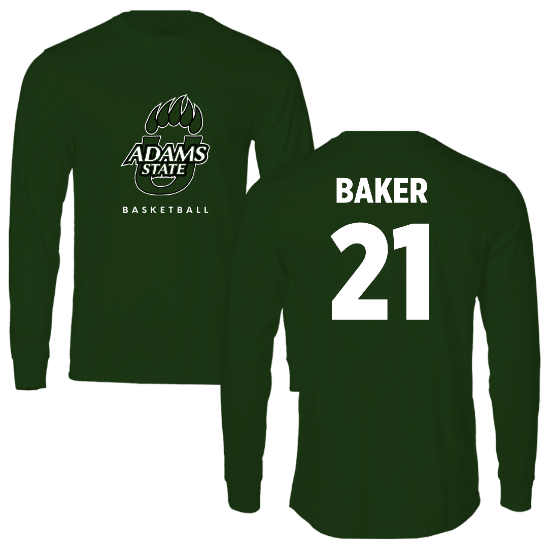 Adams State University Basketball (M) Forest Green Performance Long Sleeve - #21 Dillan Baker