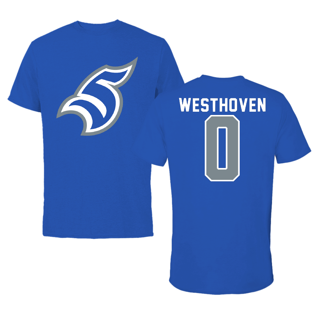 Thomas More University Lacrosse Blue Performance Tee - #0 Steffan Westhoven