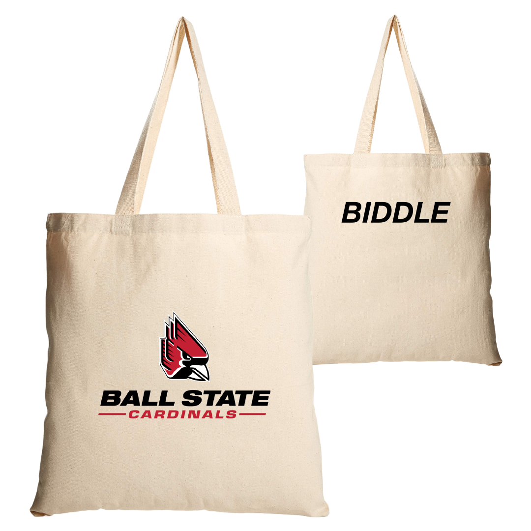 Ball State University Swimming & Diving Tan Canvas Tote Bag - Aidan Biddle