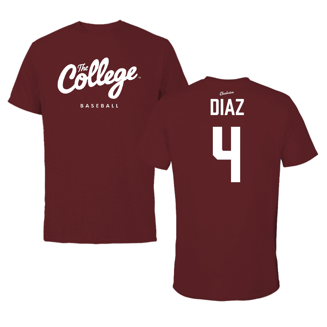 College of Charleston (South Carolina) Baseball Maroon Tee - #4 Nick Diaz