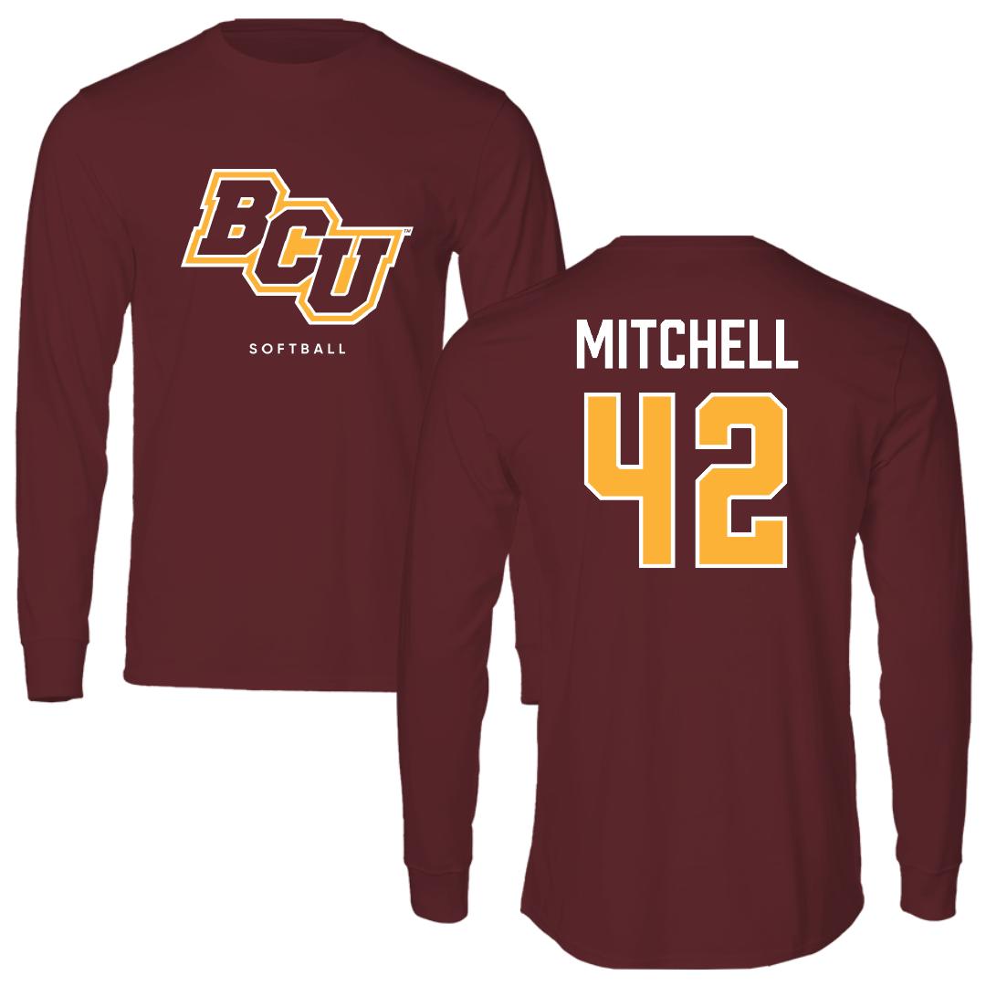 Bethune-Cookman University Softball Maroon Long Sleeve - #42 Rebekah Mitchell