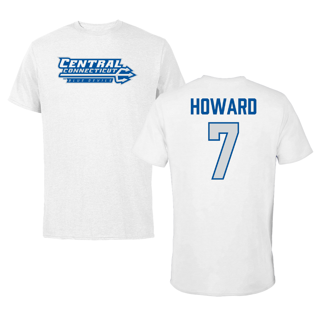 Central Connecticut State University Football White Performance Tee - #7 Elijah Howard