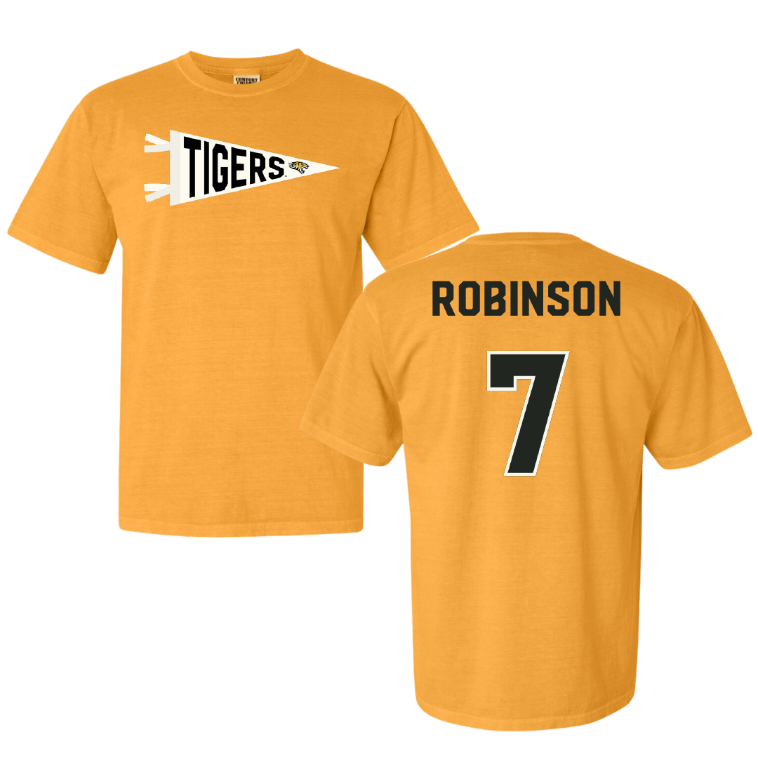 Towson University Baseball Gold Pennant Comfort Colors Tee - #7 Taye Robinson