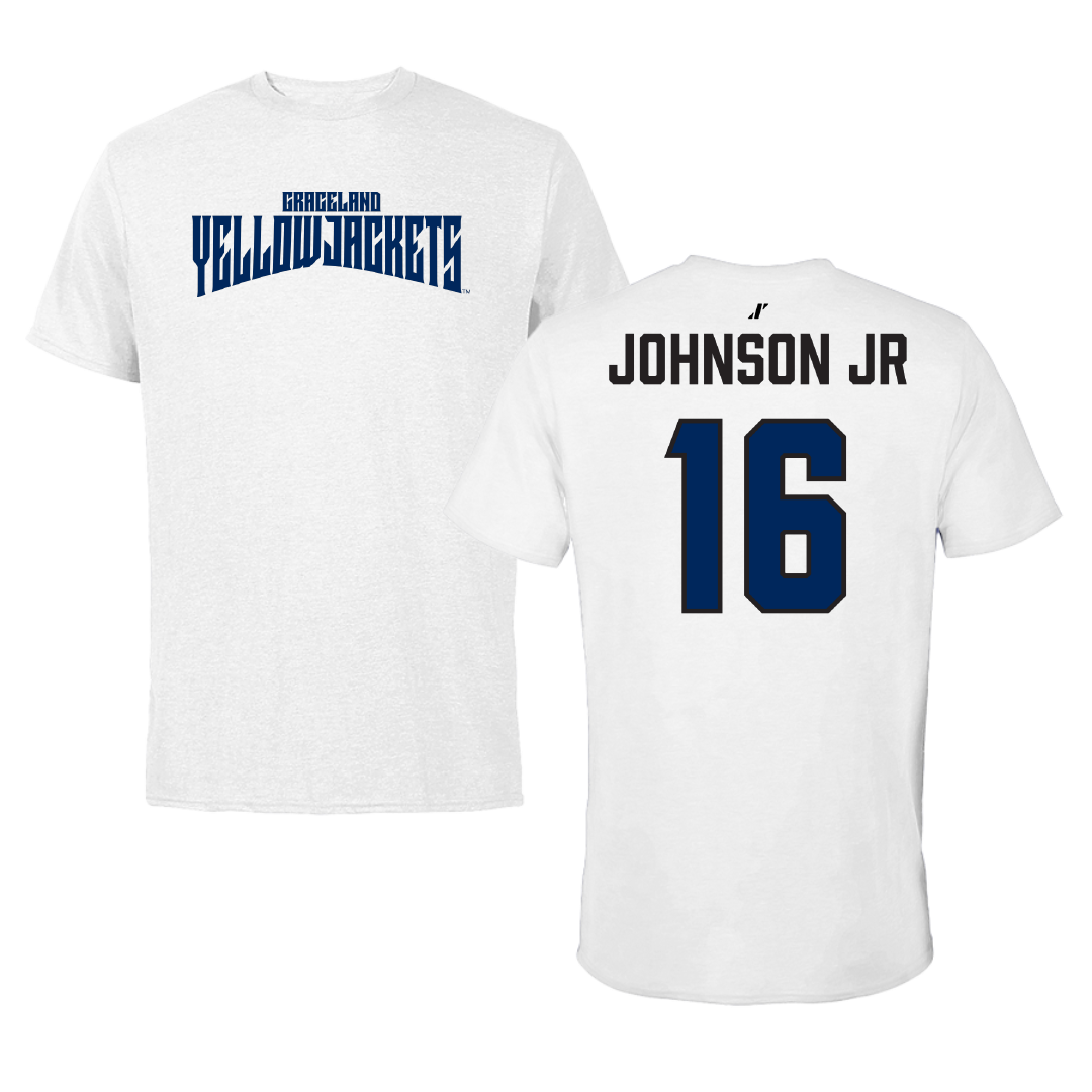 Graceland University Football White Classic Performance Tee - #16 Dante Johnson Jr