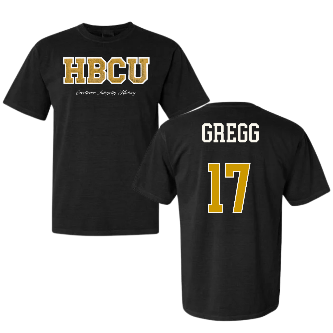 Alabama State University Football Black HBCU Varsity Comfort Colors Tee - #17 Asa Gregg