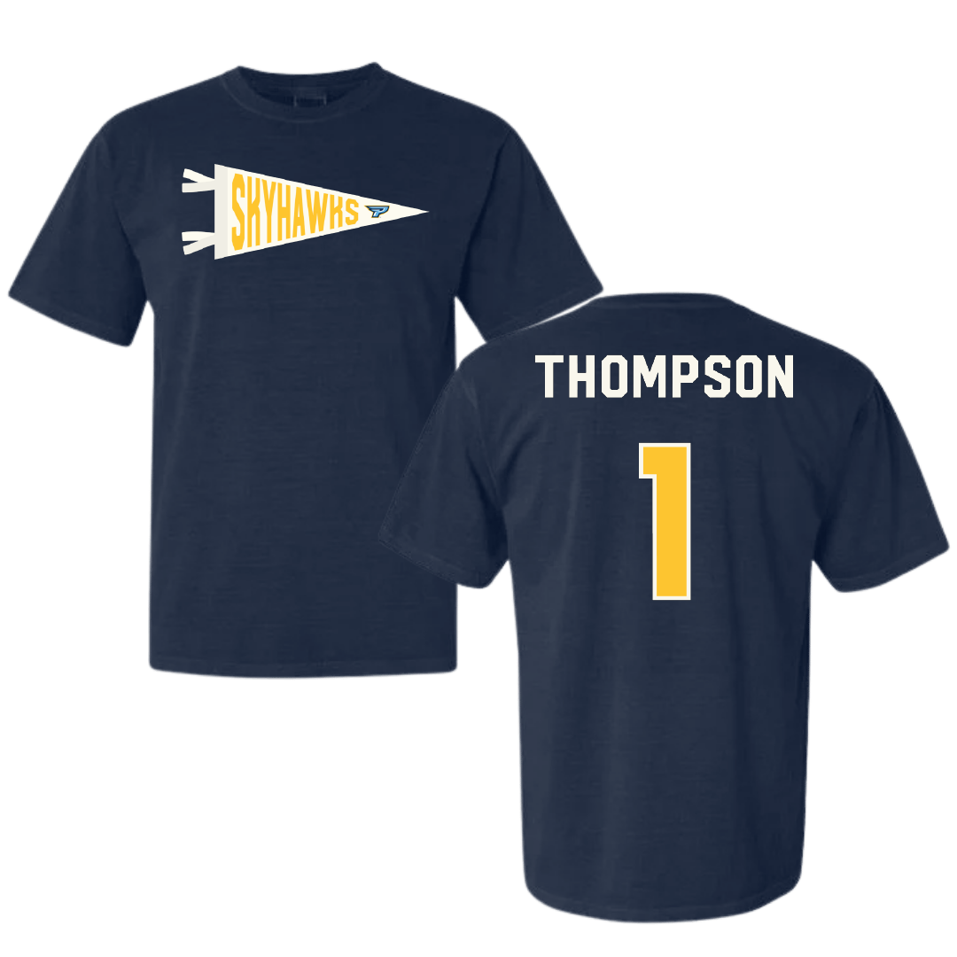 Point University Lacrosse (M) Navy Pennant Comfort Colors Tee - #1 Carlos Thompson