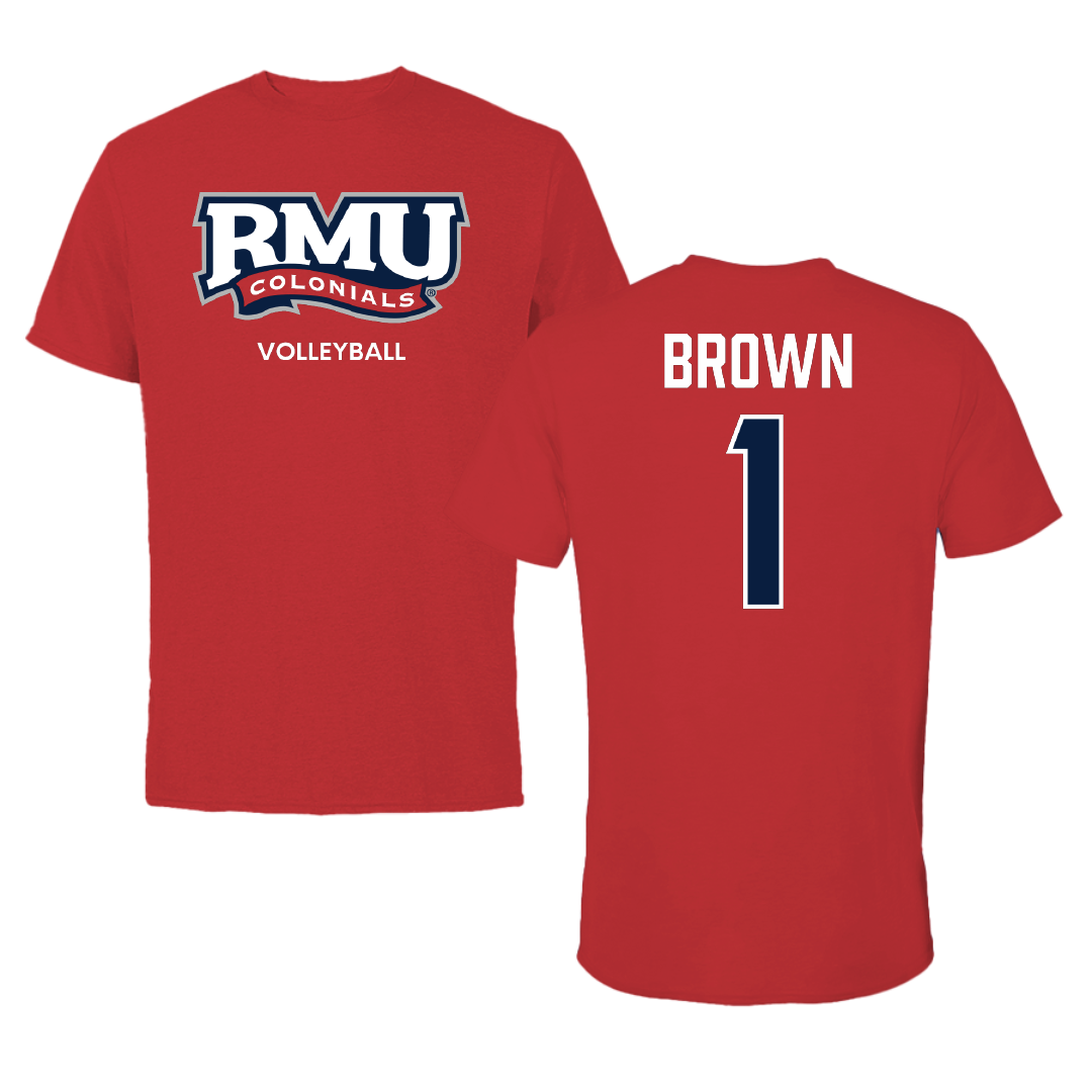 Robert Morris University Volleyball (W) Red Colonials Performance Tee - #1 Kaitlyn Brown