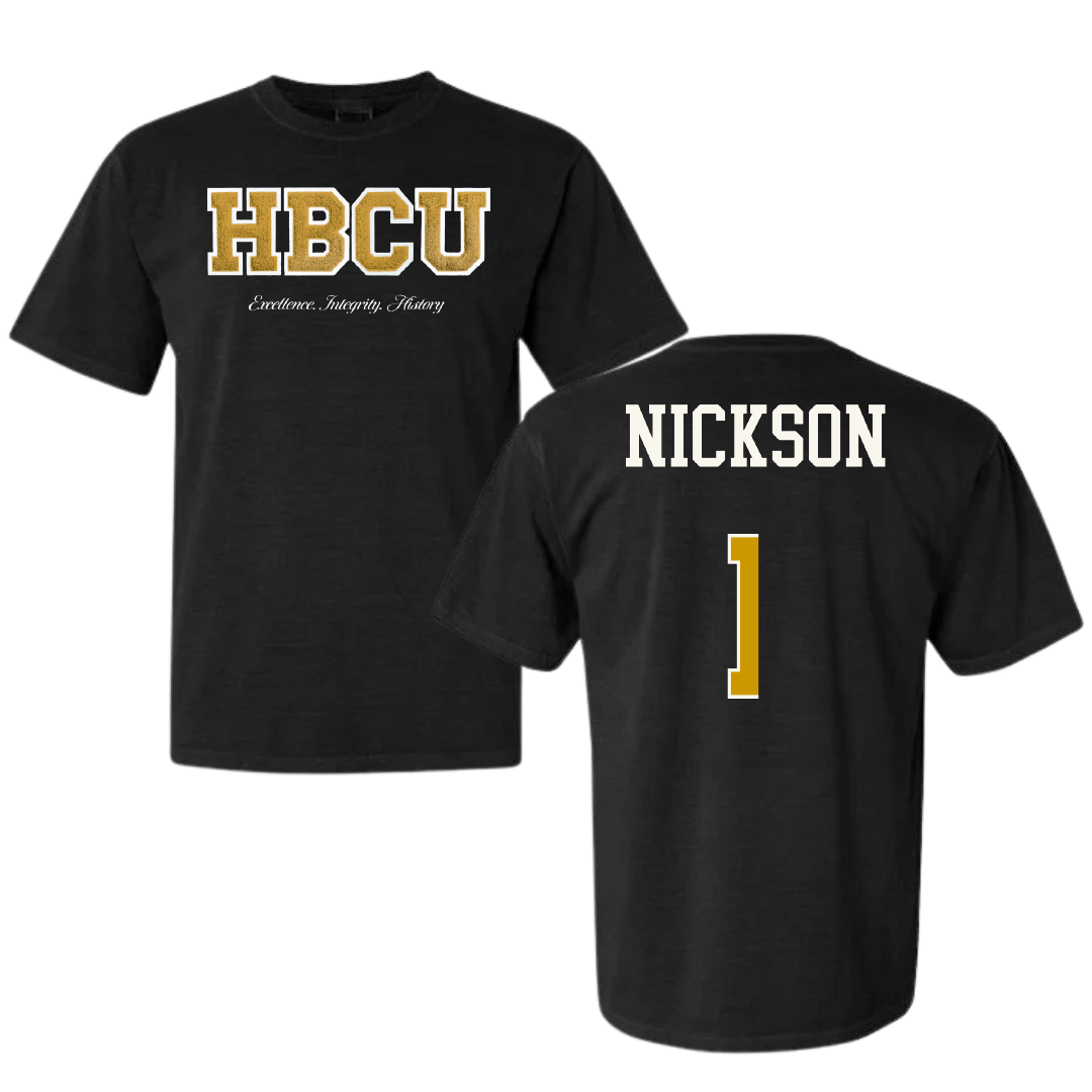 Alabama State University Football Black HBCU Varsity Comfort Colors Tee - #1 Willie Nickson