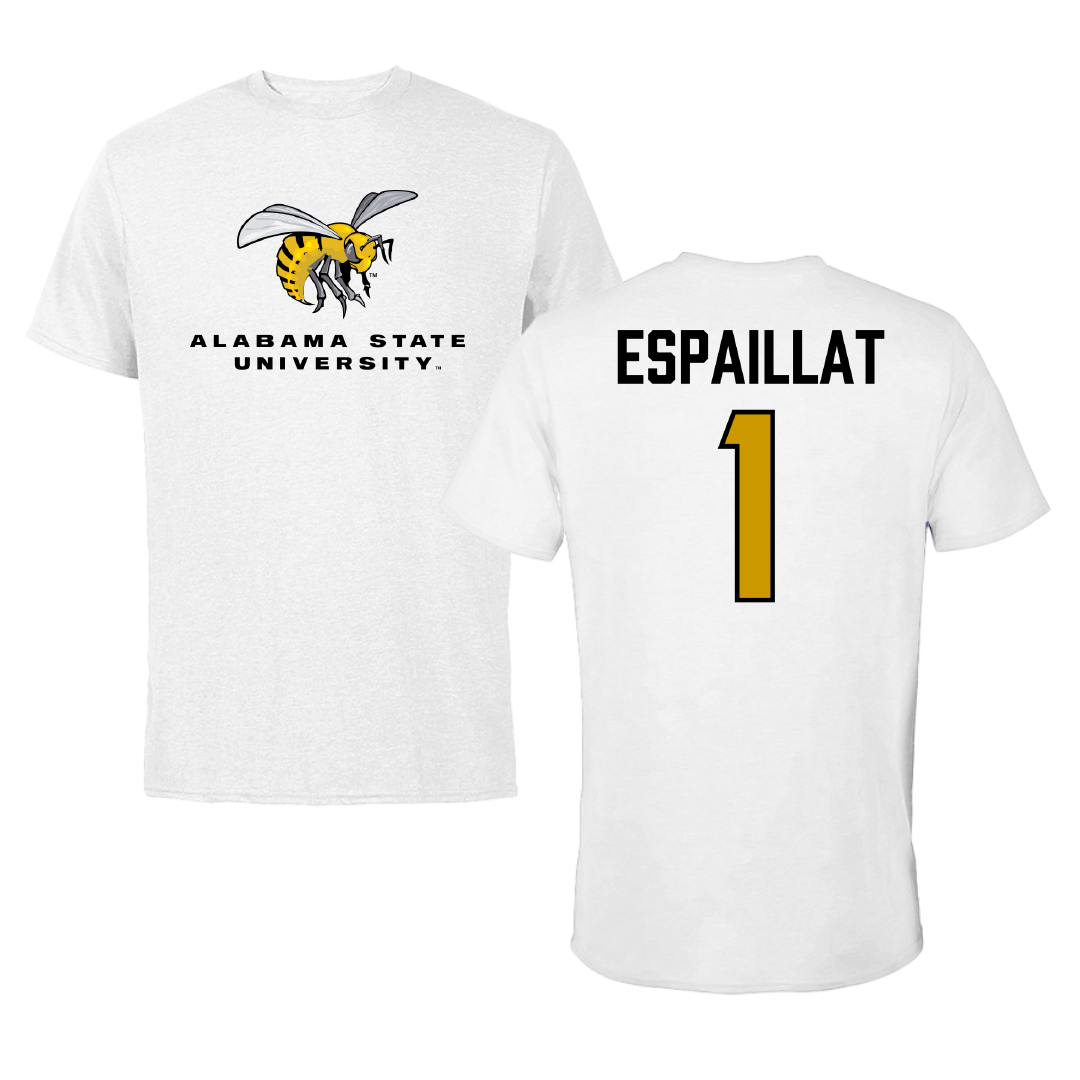 Alabama State University Baseball White Tee - #1 Alex Espaillat