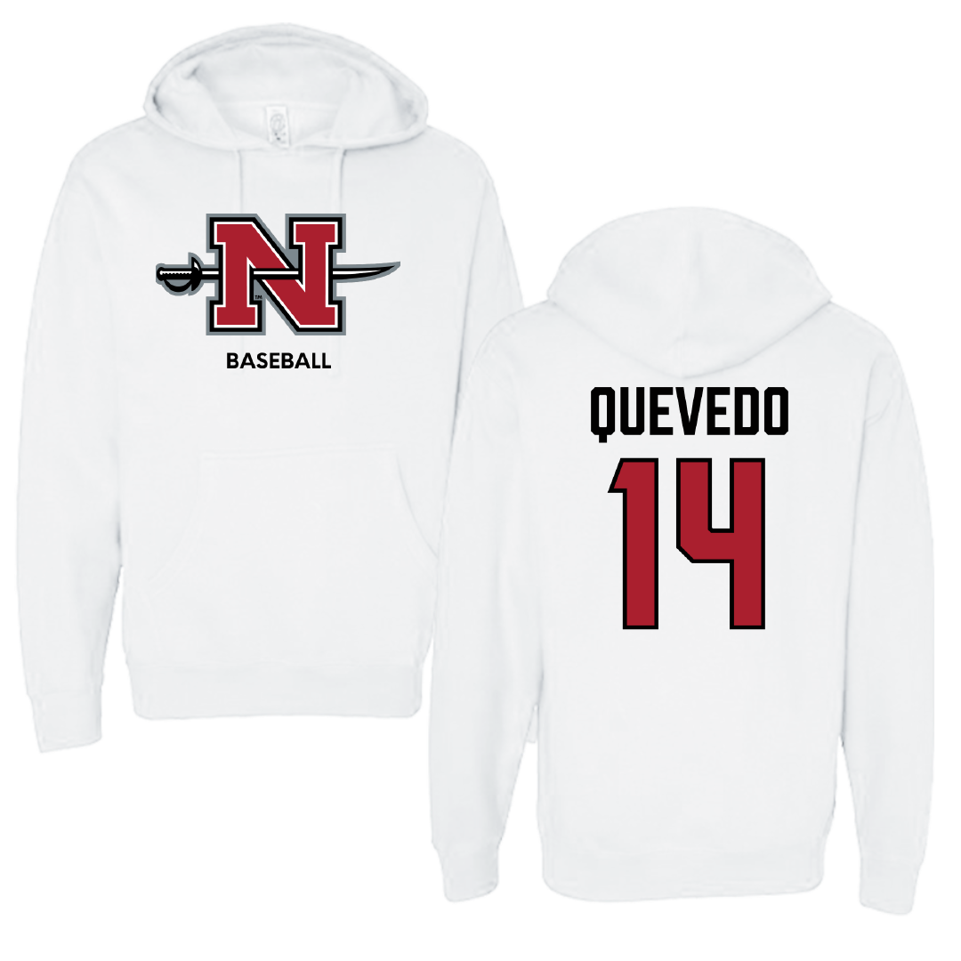 Nicholls State University Baseball White Hoodie - #14 Michael Quevedo
