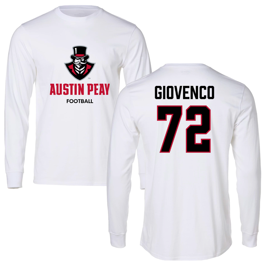 Austin Peay State University Football White Long Sleeve - #72 Jaiden Giovenco