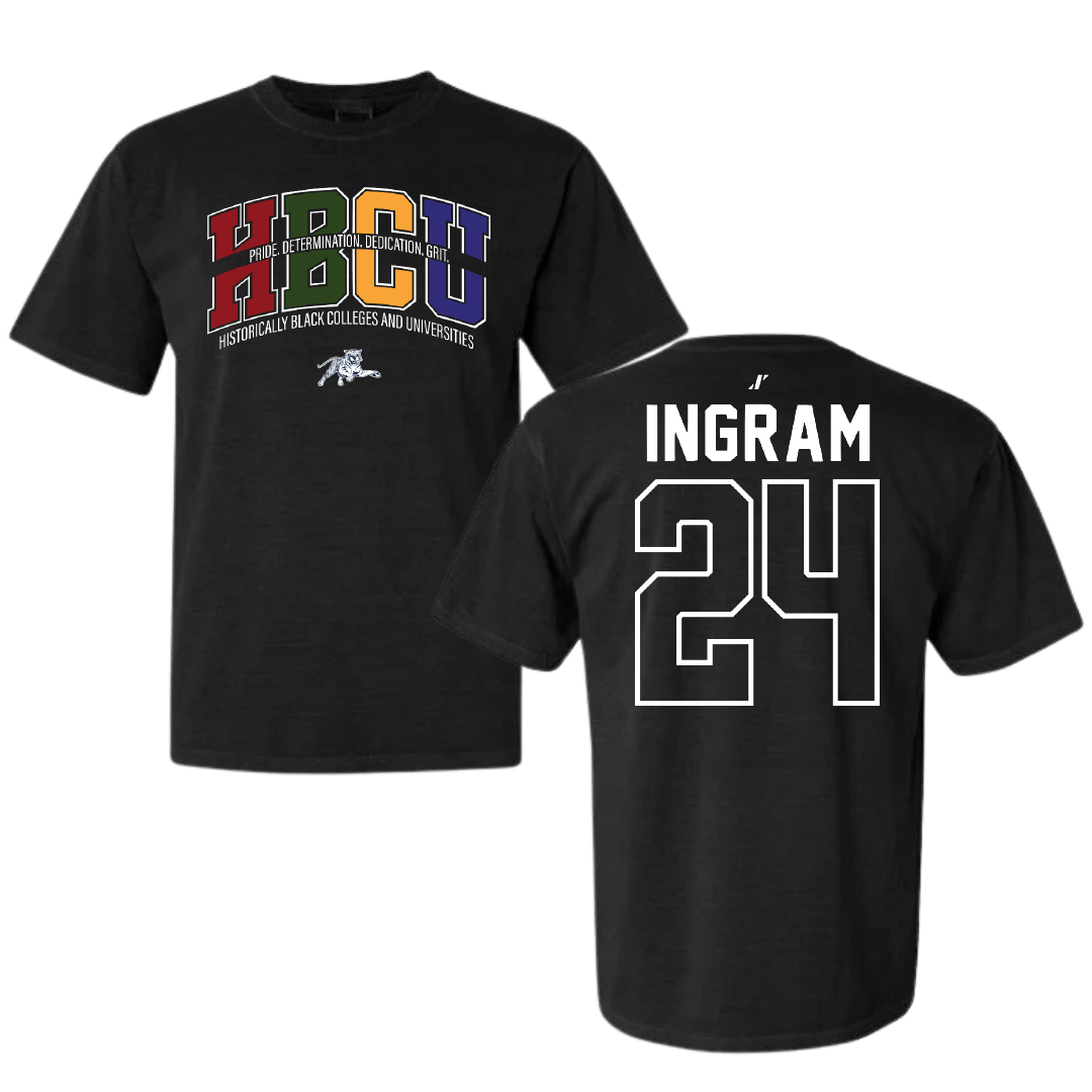 Jackson State University Soccer Black HBCU Comfort Colors Tee - #24 Willow Ingram