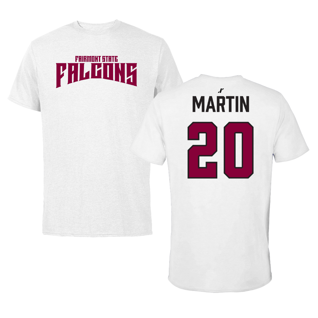 Fairmont State University Volleyball White Classic Performance Tee - #20 McKenzi Martin