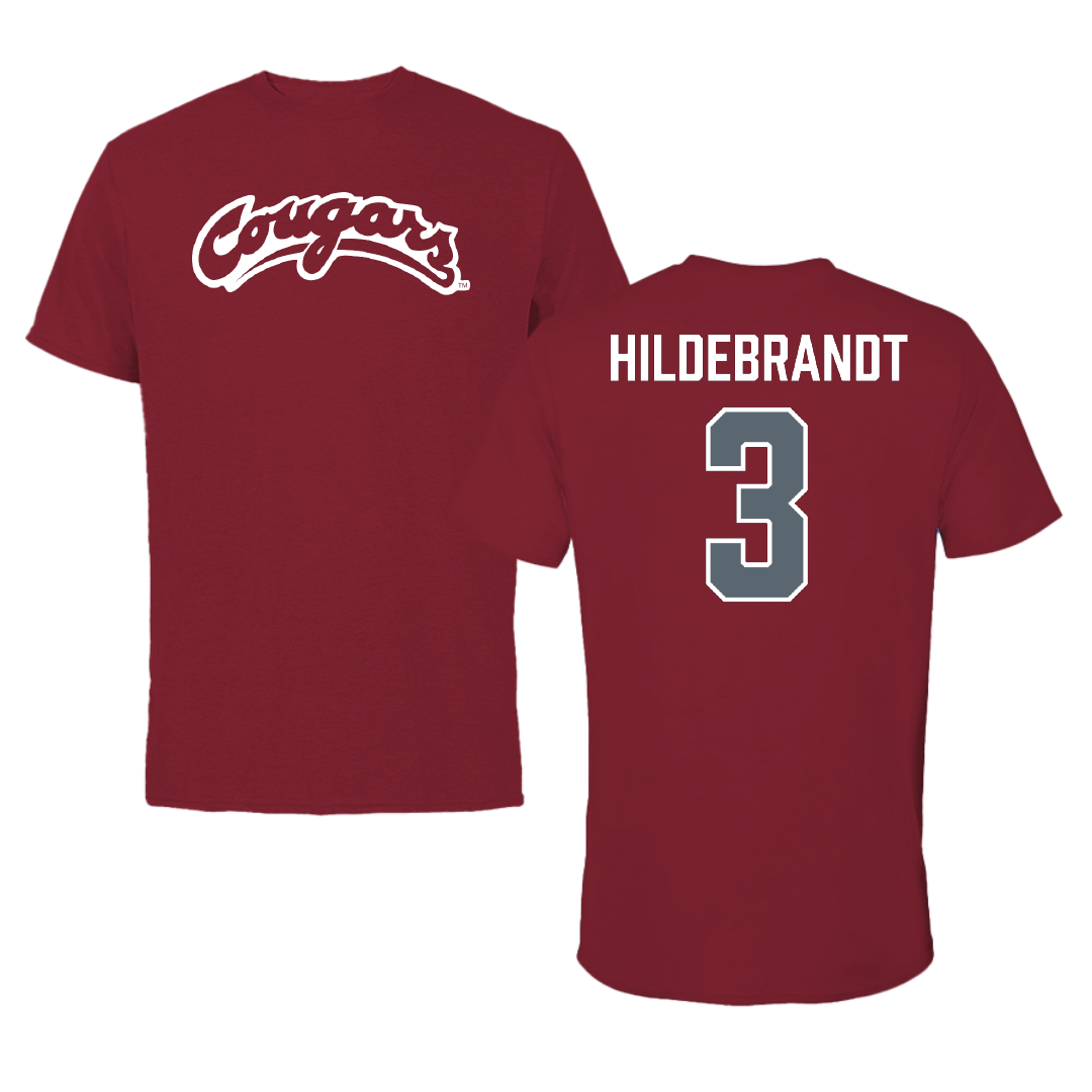 Washington State University Basketball (M) Cardinal Cougars Tee - #3 Simon Hildebrandt
