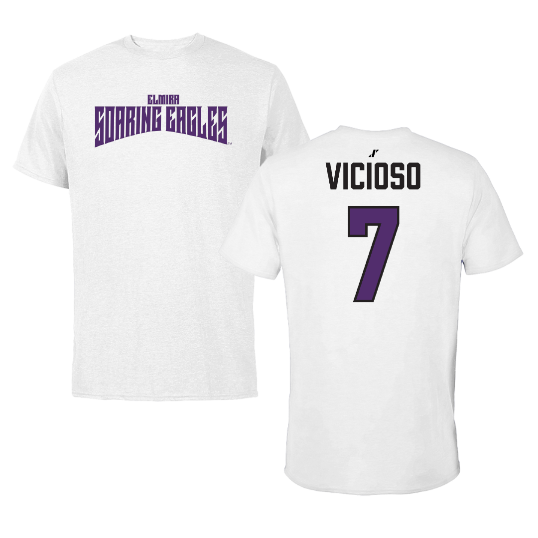 Elmira College Soccer White Classic Performance Tee - #7 Horacio Vicioso