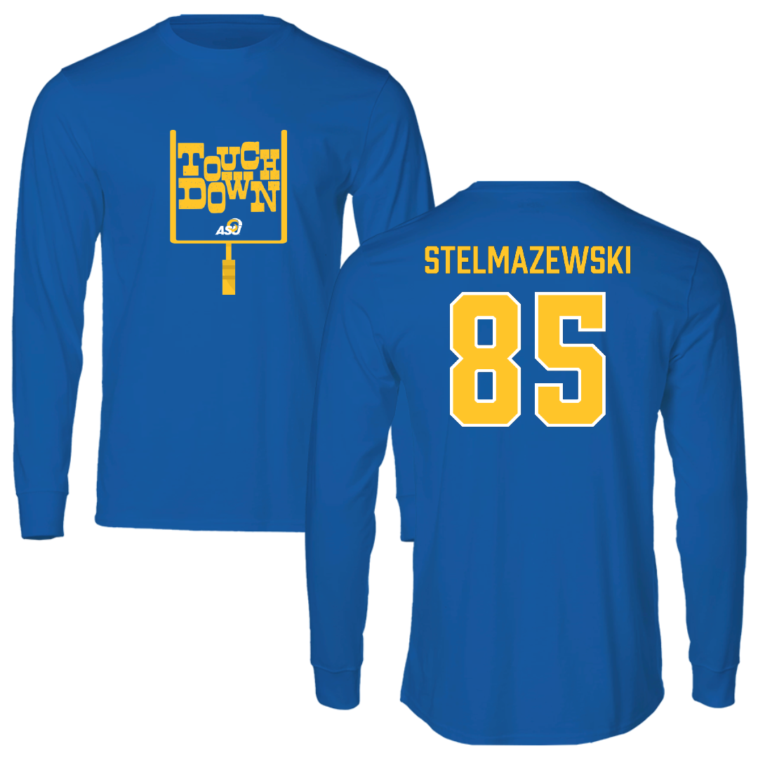 Angelo State University Football Blue Touchdown Performance Long Sleeve - #85 Kegan Stelmazewski
