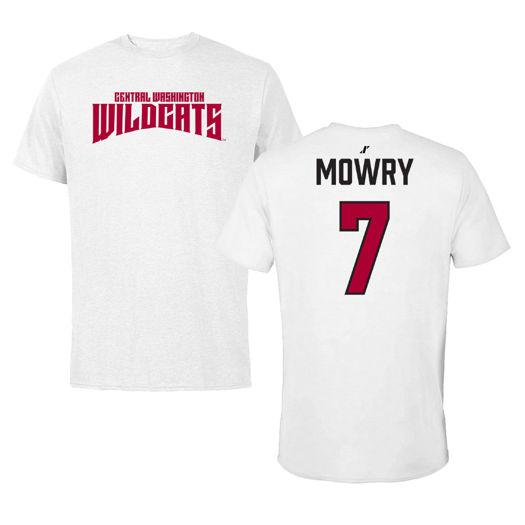 Central Washington University Baseball White Classic Performance Tee - #7 Nolan Mowry