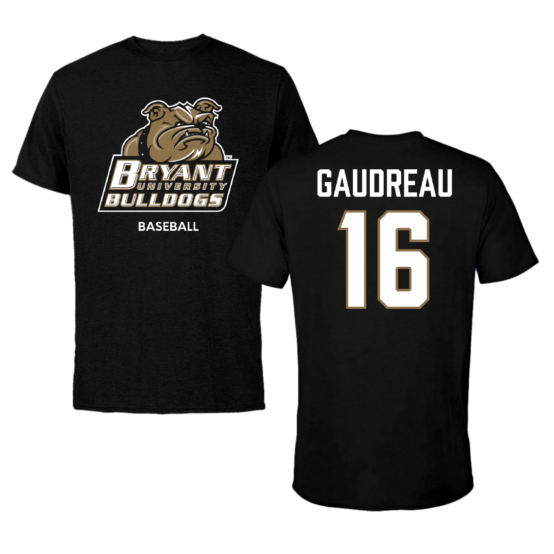 Bryant University Baseball Black Performance Tee - #16 Jacob Gaudreau