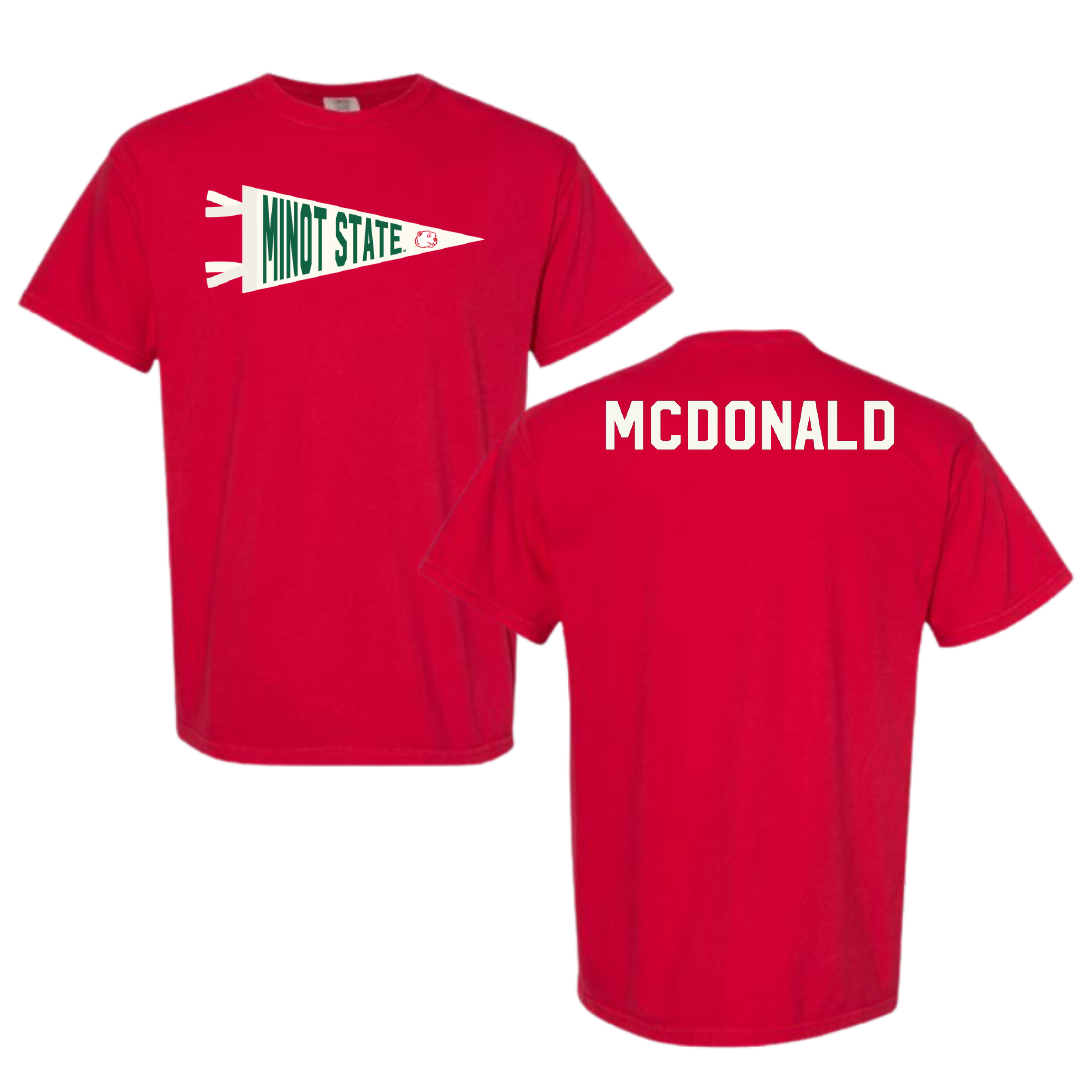 Minot State University Wrestling Red Pennant Comfort Colors Tee - Dylan McDonald