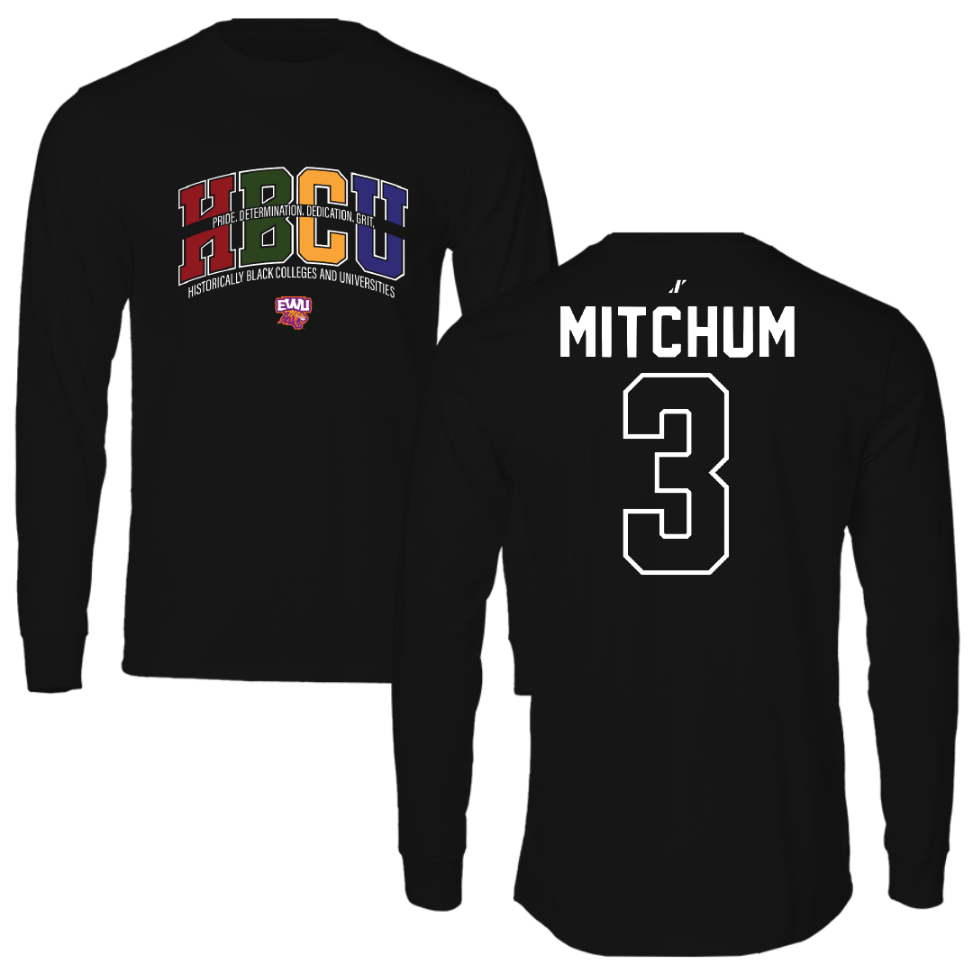 Edward Waters University Baseball Black HBCU Performance Long Sleeve - #3 Dave Mitchum