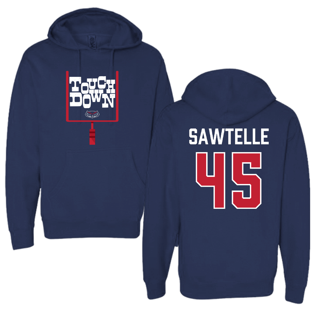 Florida Atlantic University Football Navy Touchdown Hoodie - #45 Makai Sawtelle
