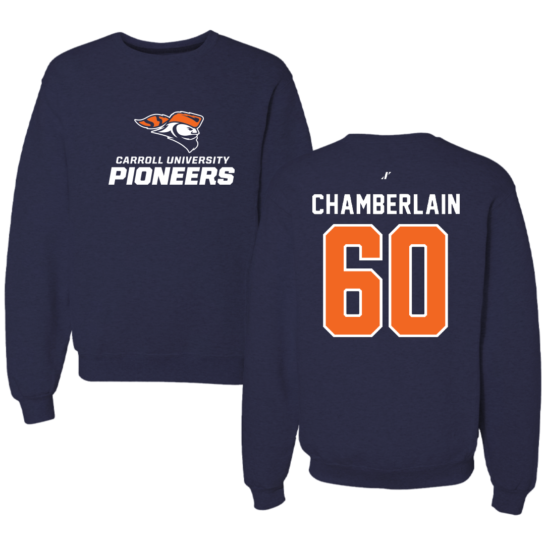 Carroll University Football Navy Crewneck - #60 Hunter Chamberlain