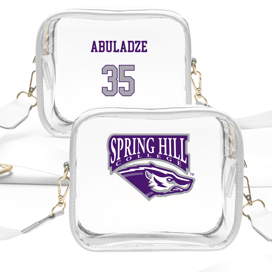 Spring Hill College Basketball (M) White Clear Stadium Bag - #35 Nikoloz Abuladze