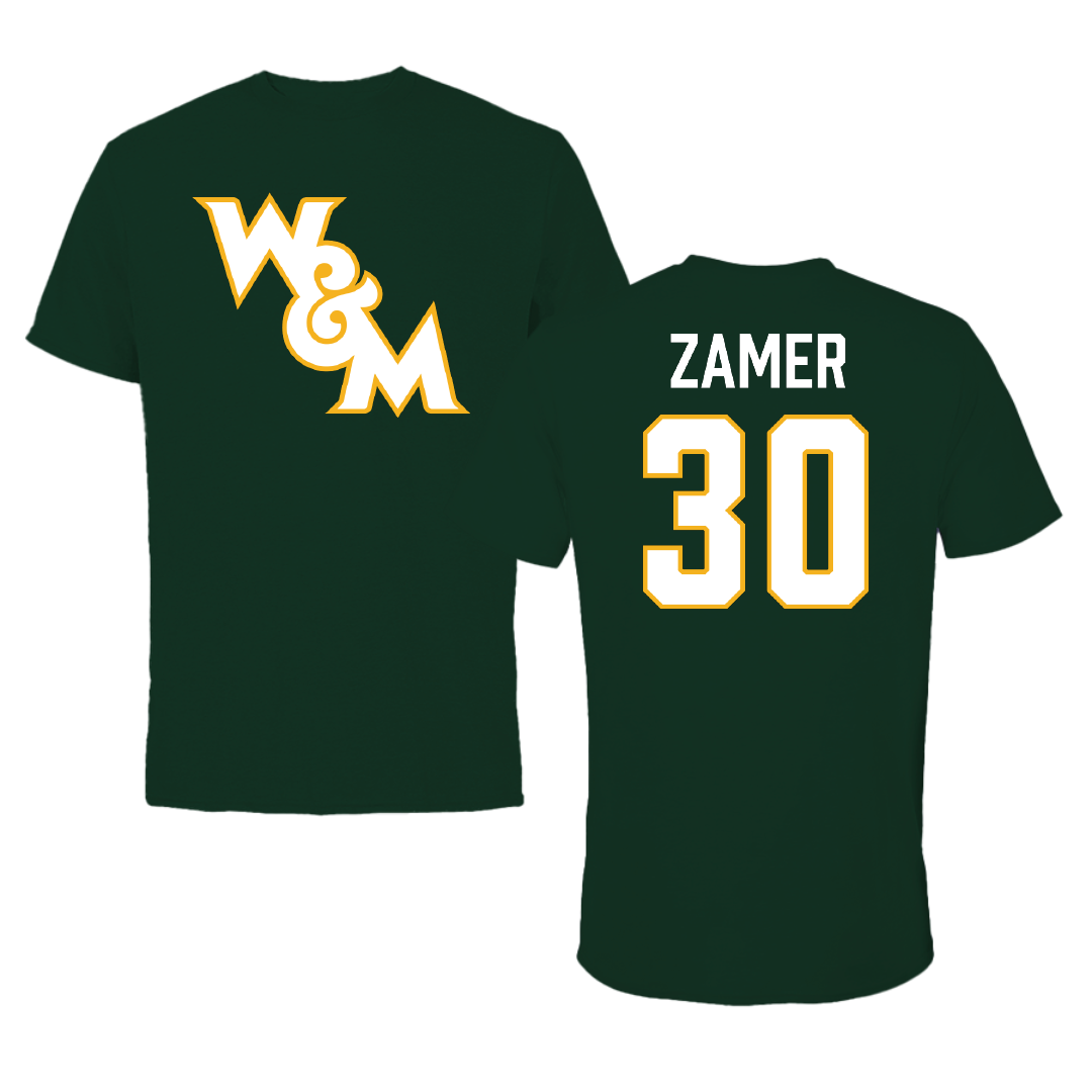 William & Mary Football Forest Green Tee - #30 Jack Zamer