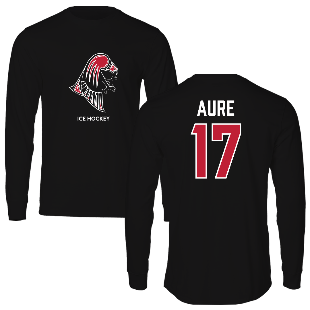 University of Wisconsin-River Falls Ice Hockey (W) Black Mascot Performance Long Sleeve - #17 MaKenna Aure