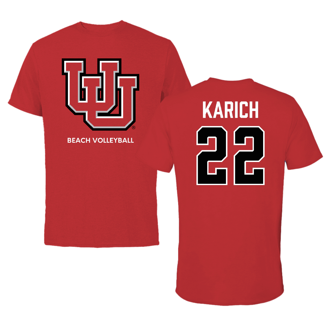 University of Utah Beach Volleyball Red Performance Tee - #22 Abby Karich