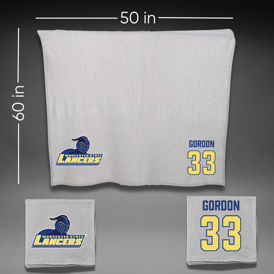 Worcester State University Football Gray Blanket - #33 DJ Gordon