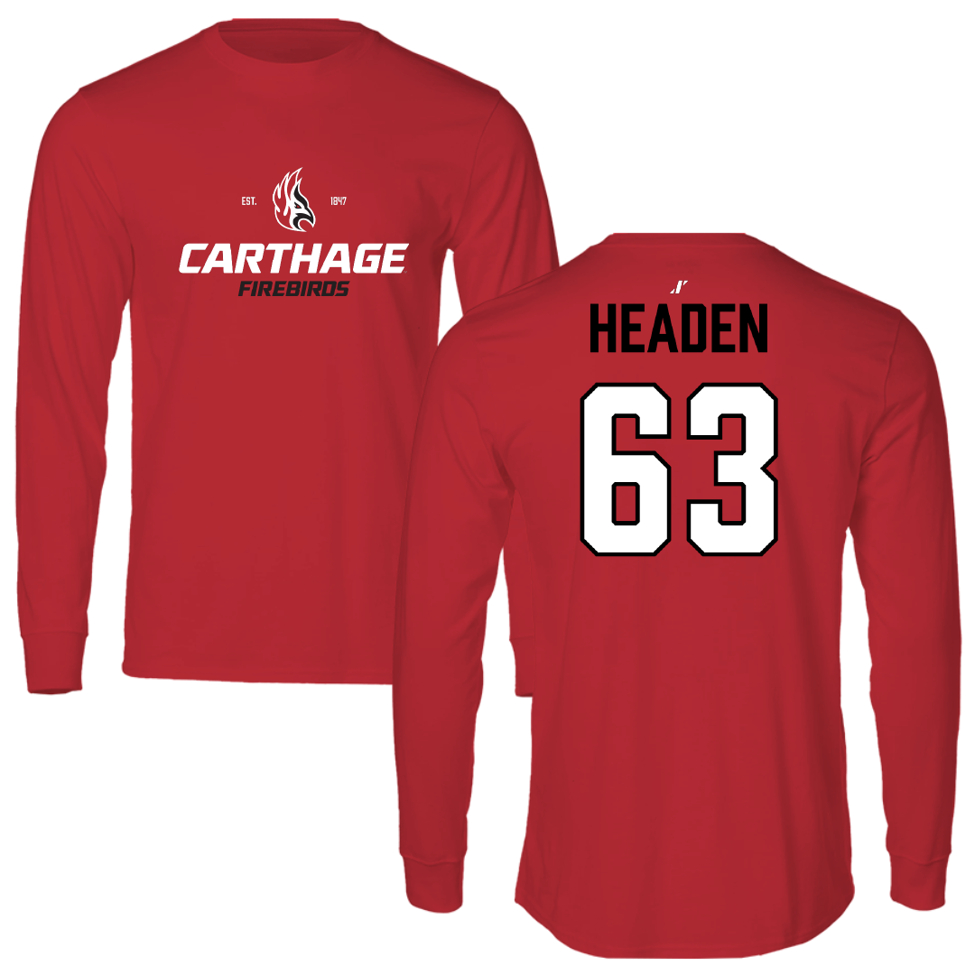 Carthage College Football Red General Performance Long Sleeve - #63 Tristan Headen