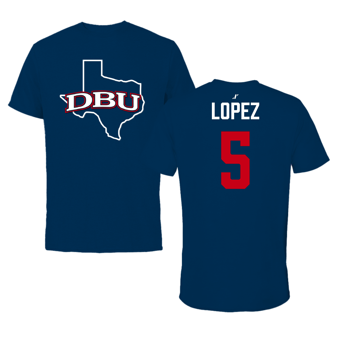 Dallas Baptist University STUNT Navy State Performance Tee - #5 Fernanda Lopez