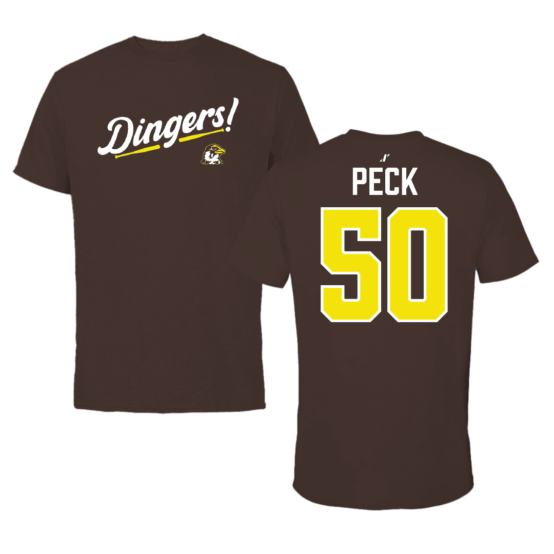 Quincy University Softball Brown Dingers Tee - #50 Madison Peck