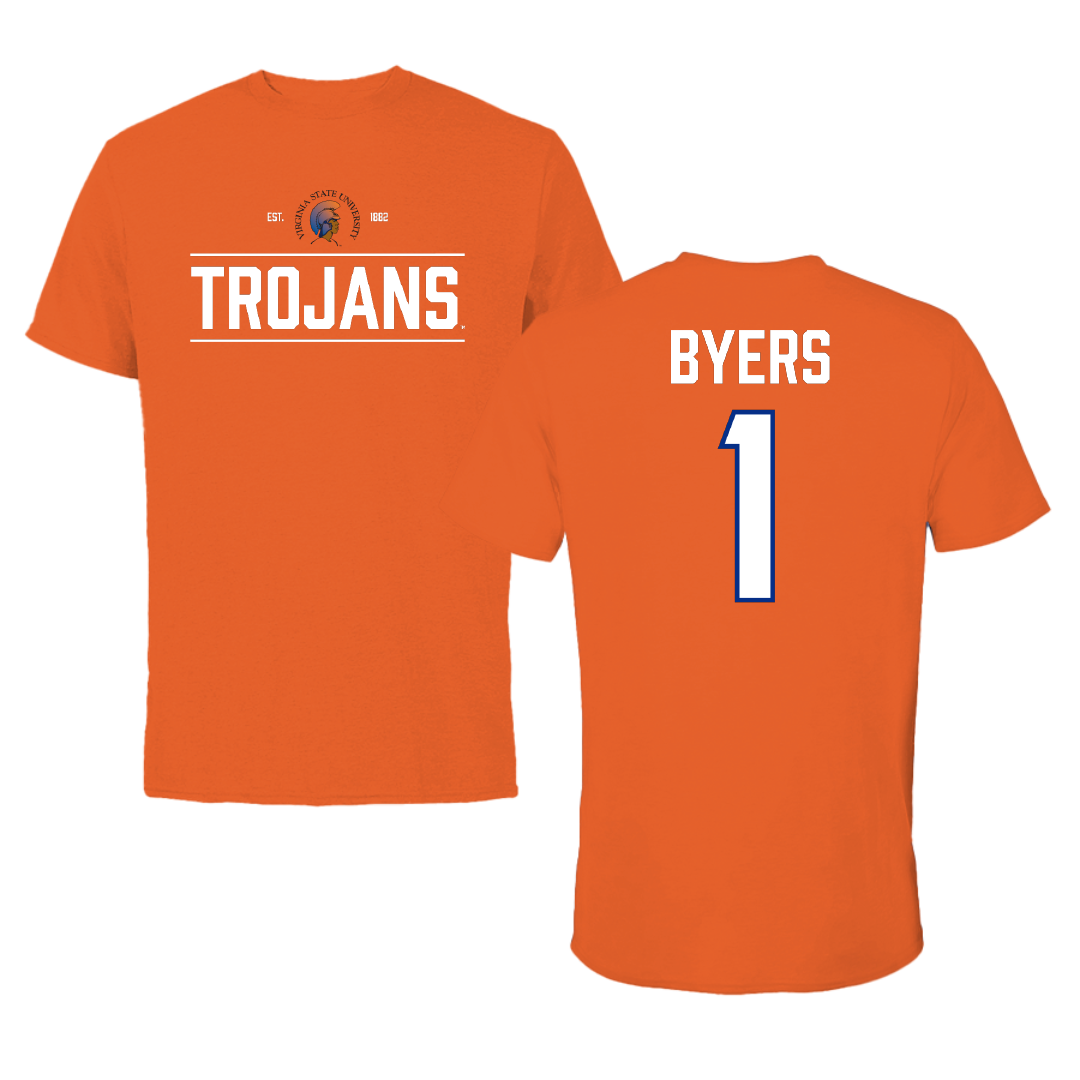 Virginia State University Lacrosse (M) Orange General Tee - #1 Noah Byers